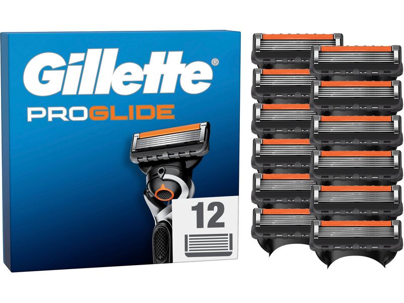 Gillette Rasierklingen Fusion5 Proglide 12 Stück Ersatzklingen mit 2x Gleitstreifen vor und nach den Klingen
