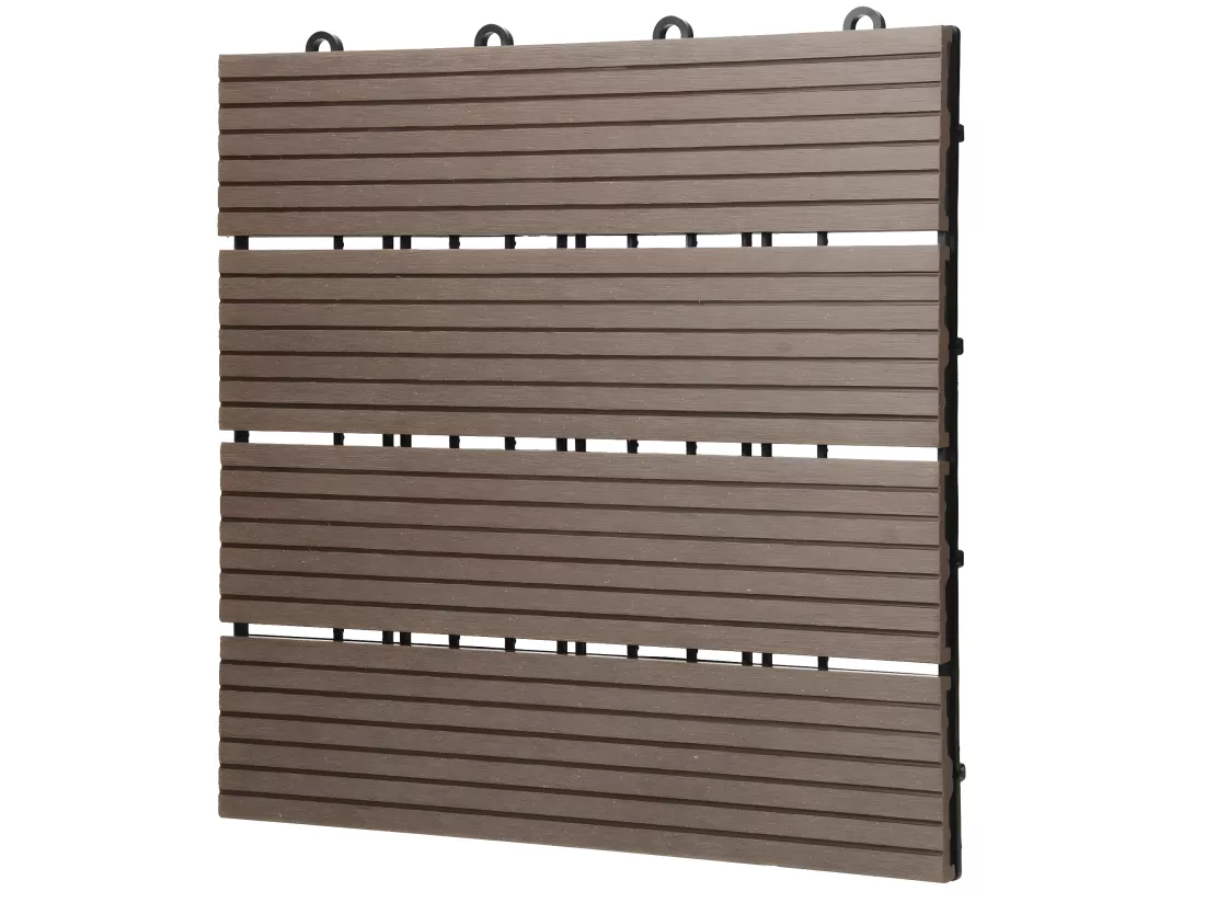 ECD Germany WPC Carreaux 30x30 cm - 33 Pièces par 3m² - avec Aspect Bois - Marron Foncé - Dalles