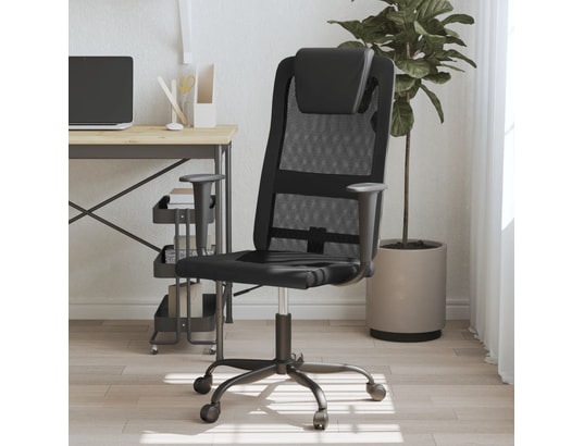 VIDAXL - Chaise de bureau noir tissu en maille et similicuir