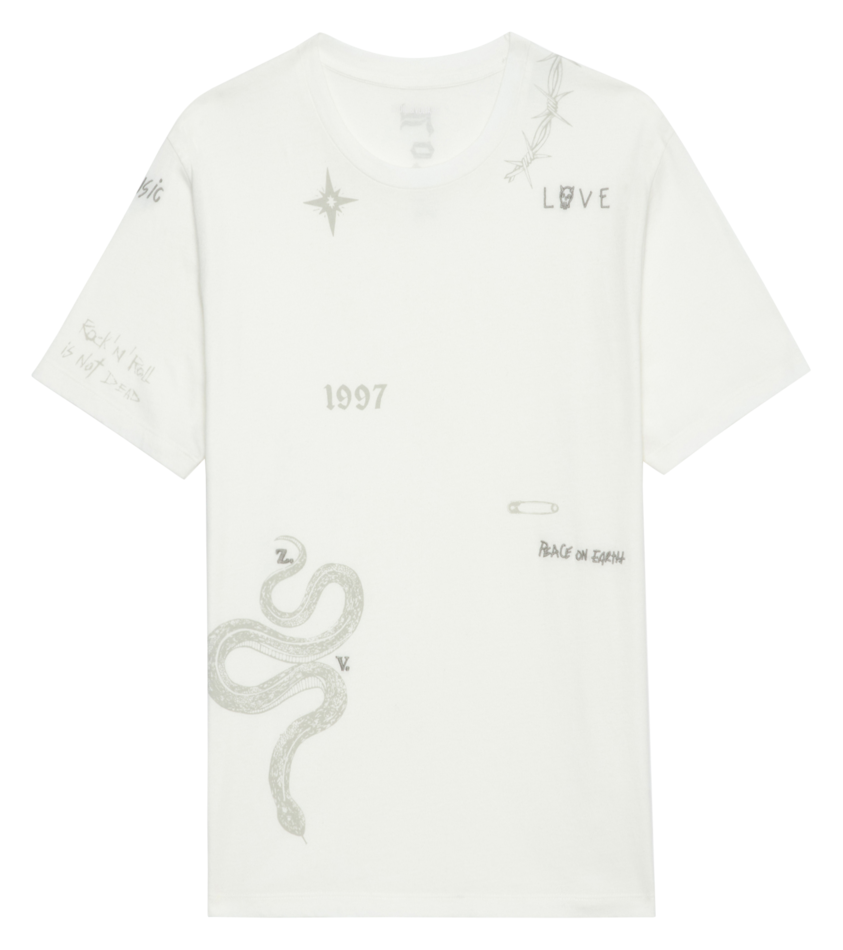 TOMMY - Tee-shirt droit en coton bio imprimé | Blanc