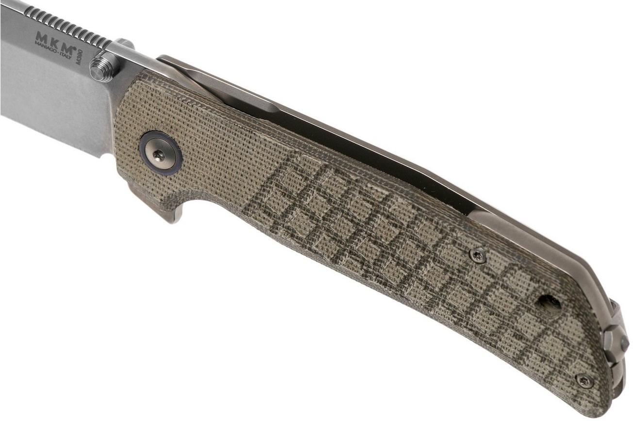 MKM Maximo MM-GCT Green Canvas Micarta zakmes, Bob Terzuola design