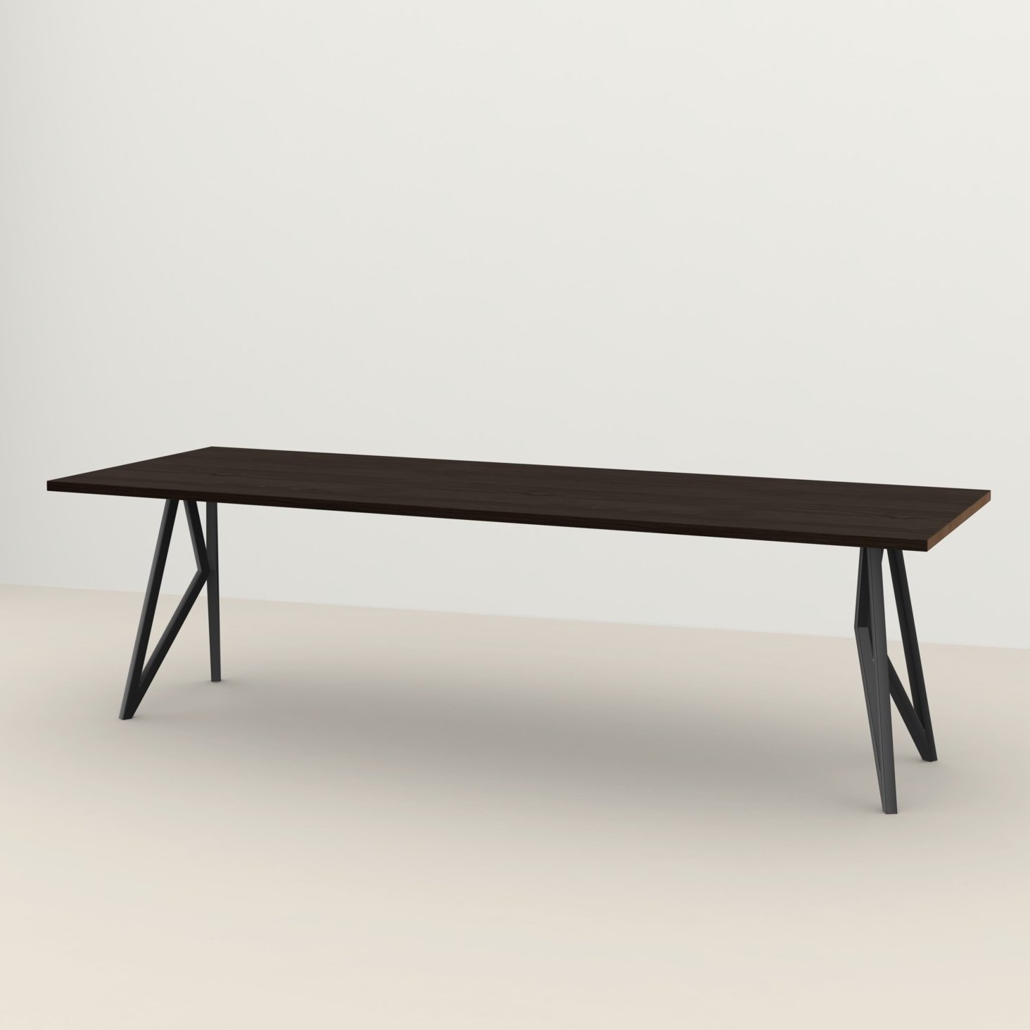 Studio HENK tafel Butterfly Rechthoekig - zwart frame, gerookte beits 200 x 90 | Gerookte Beits | Rechte Rand | Frame Zwart