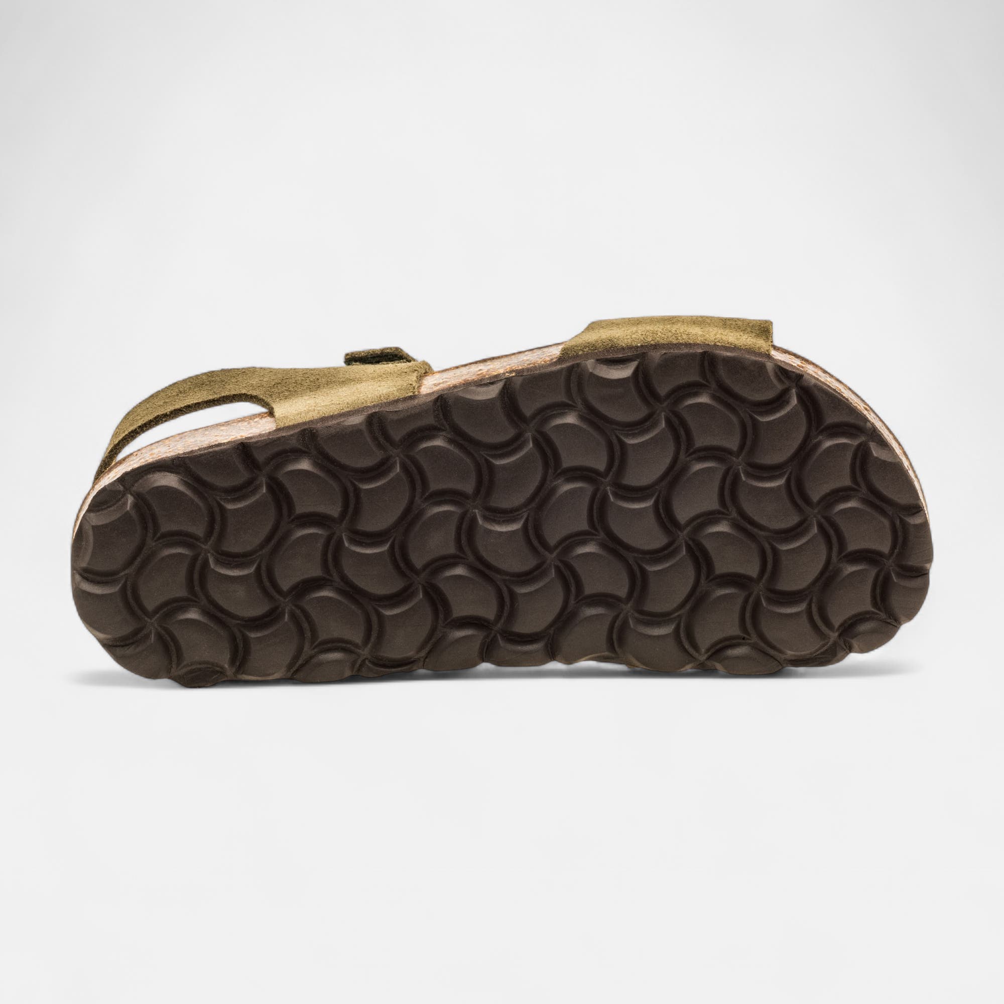 Mules semelle liège Garçon en cuir kaki