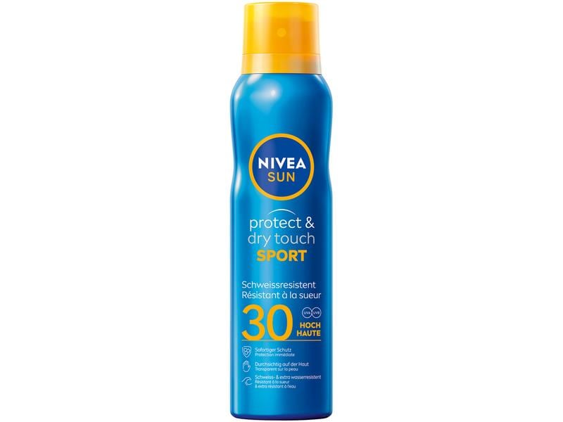 NIVEA SUN Sonnenspray UV Dry Protect Sport LSF 30 200 ml Schweissresistenter Sprühnebel bietet sofortigen und zuverlässigen Schutz