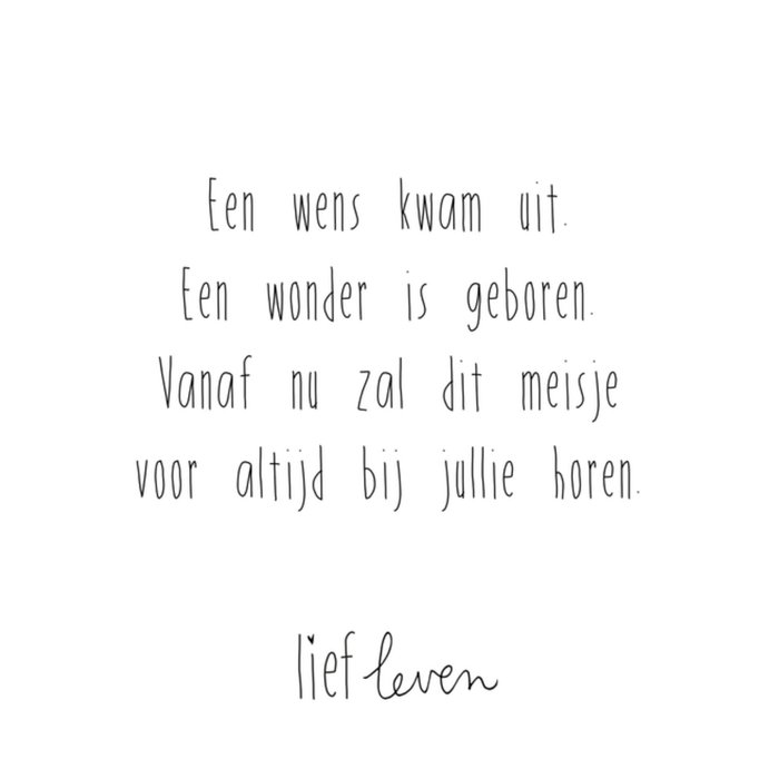 Lief Leven | Geboortekaart | babygirl