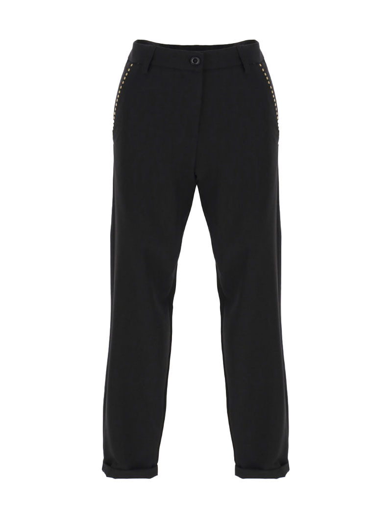 IMPERIAL PANTALON COUPE CARROT REVERS POCHES À CLOUS NOIR