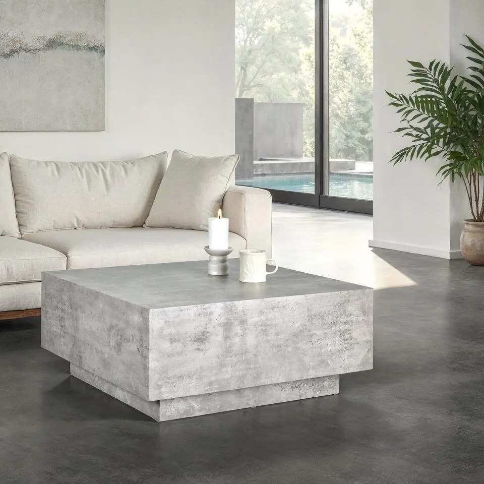 tectake Salontafel Lasley met voet, draagkracht 45 kg, Betonlook