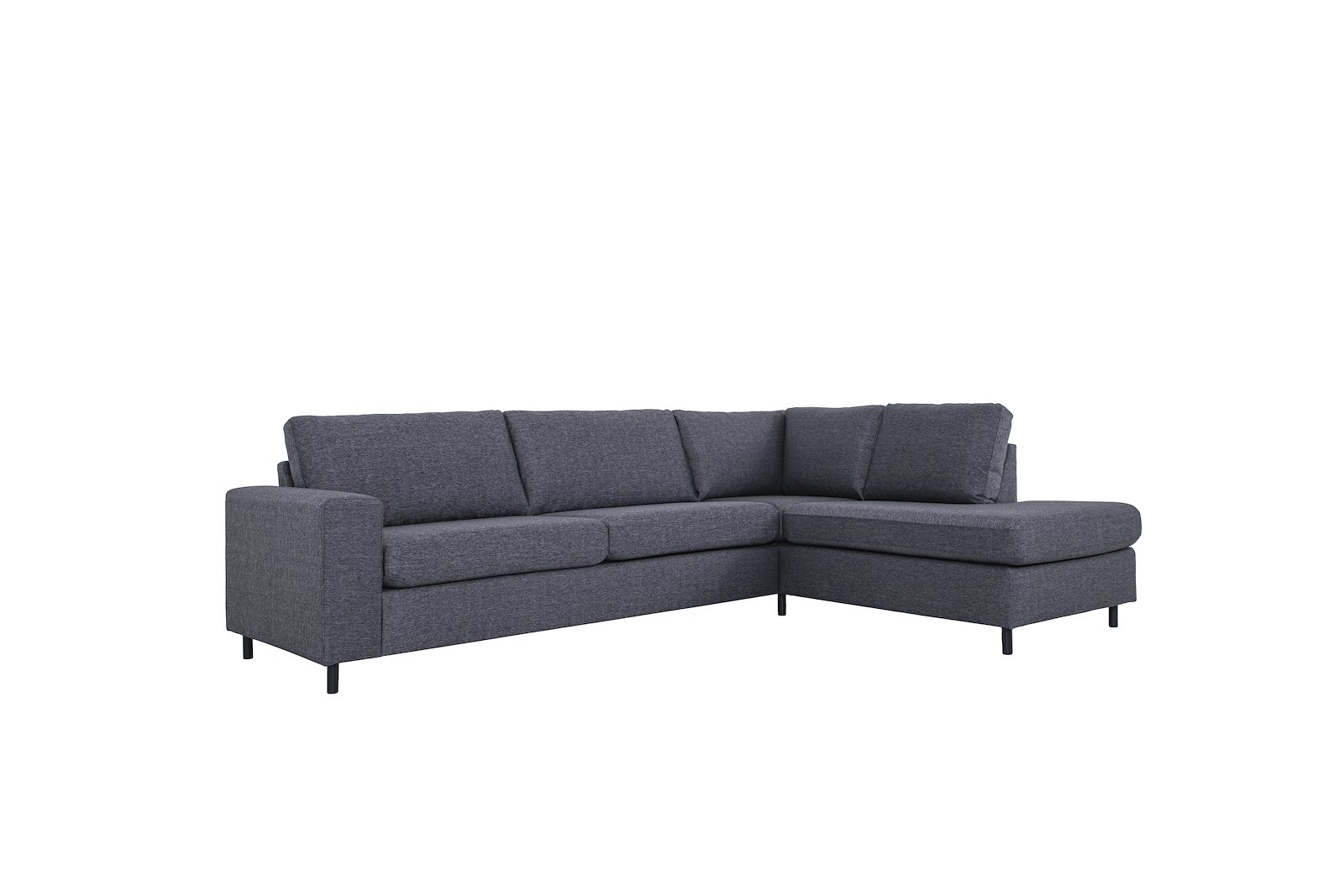 Copenhagen hjørnesofa 3-seter DUO med åpen ende høyre. Tekstil Hygge 97 Antrasitt med sorte ben