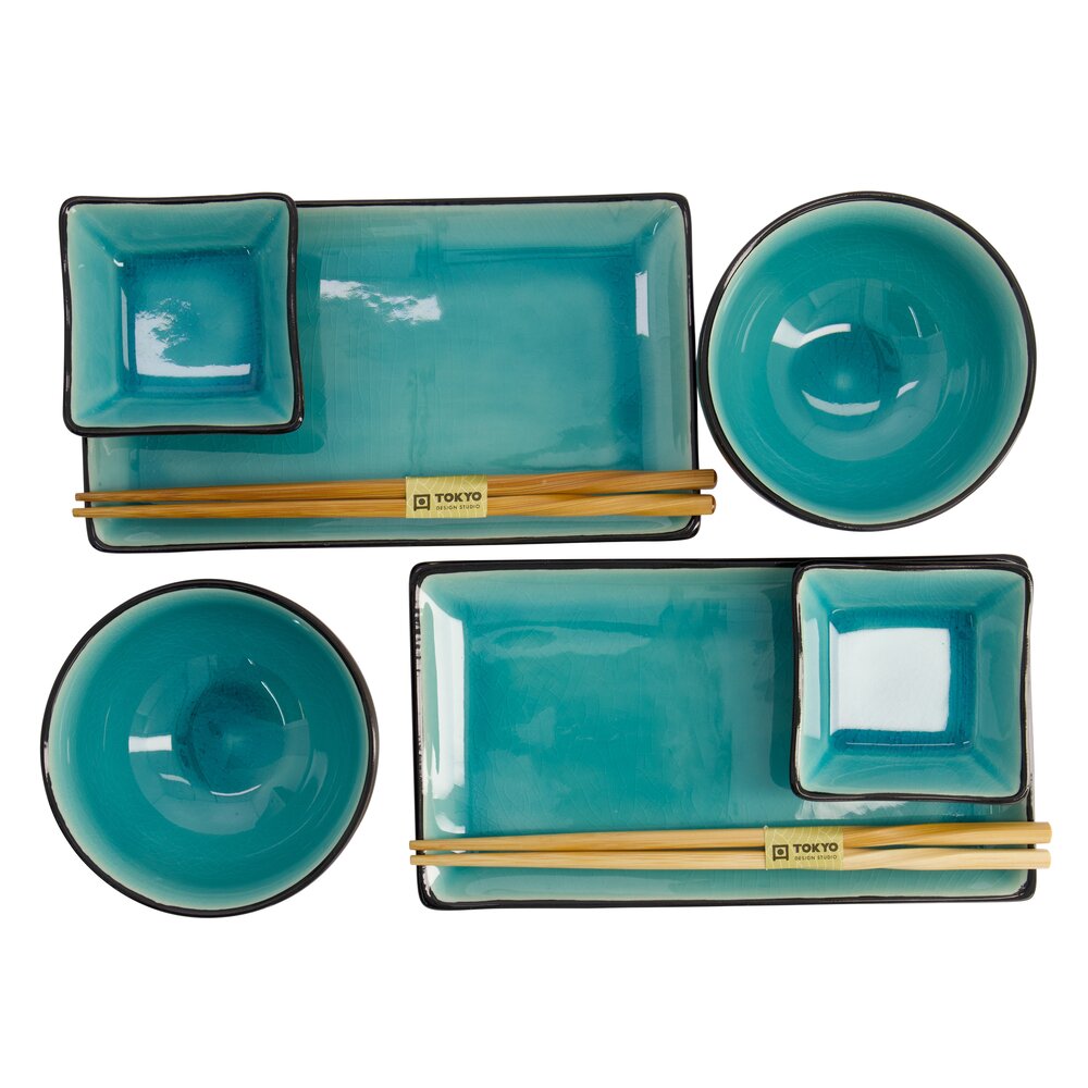 Tokyo Design Studio  Sushi sæt, Glassy Turquoise - 8 dele