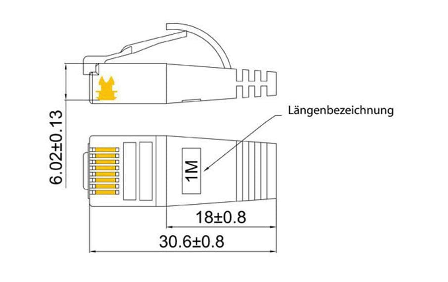Slimpatchkabel RJ-45 - RJ-45, Cat 6, STP, 1.5 m, GrauGeschirmtes Twisted-Pair-Kabel (STP) mit Klinkenschutz