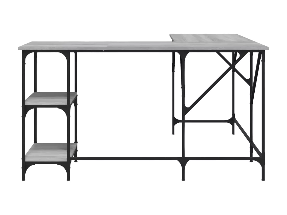 Bureau sonoma gris 139x139x75 cm bois d'ingénierie