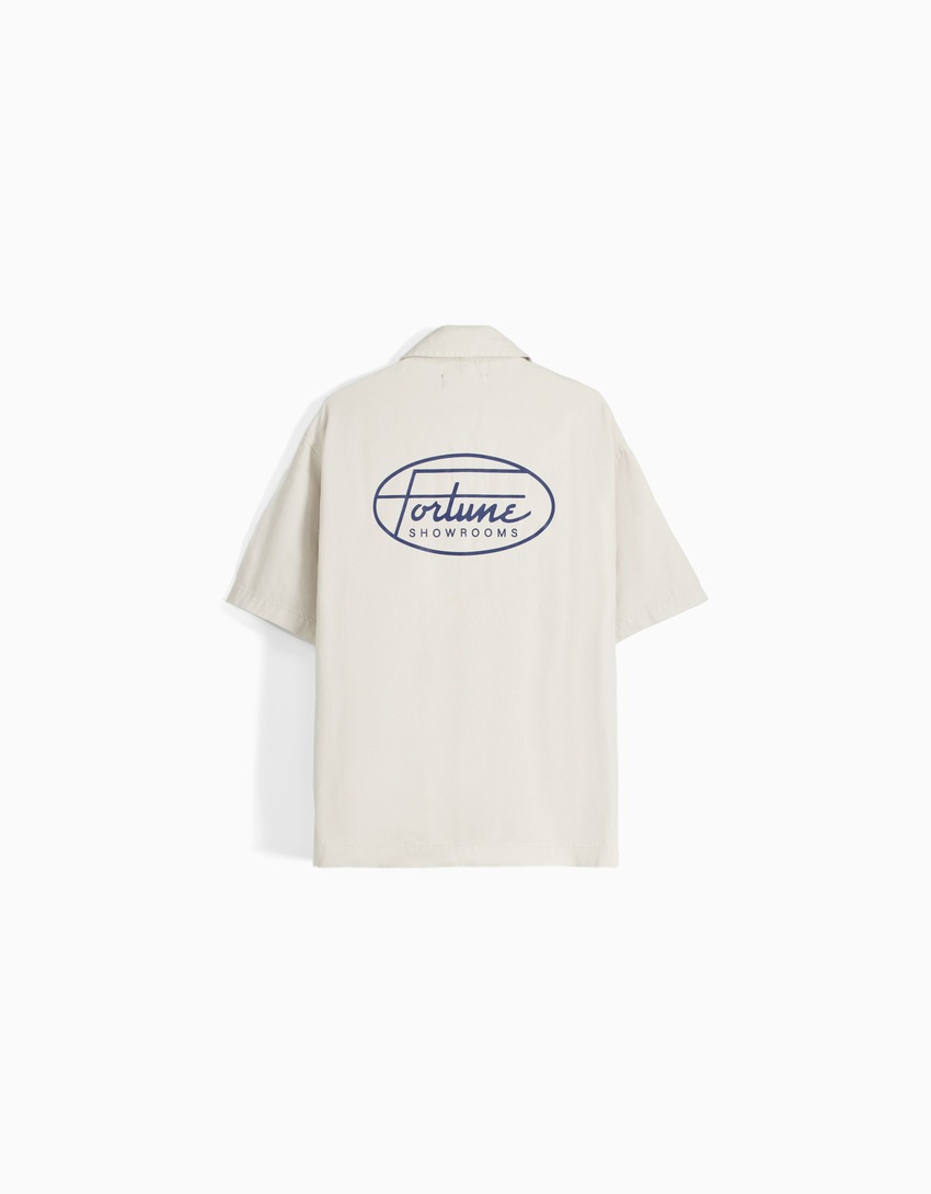 Camisa de algodão de manga curta com estampa