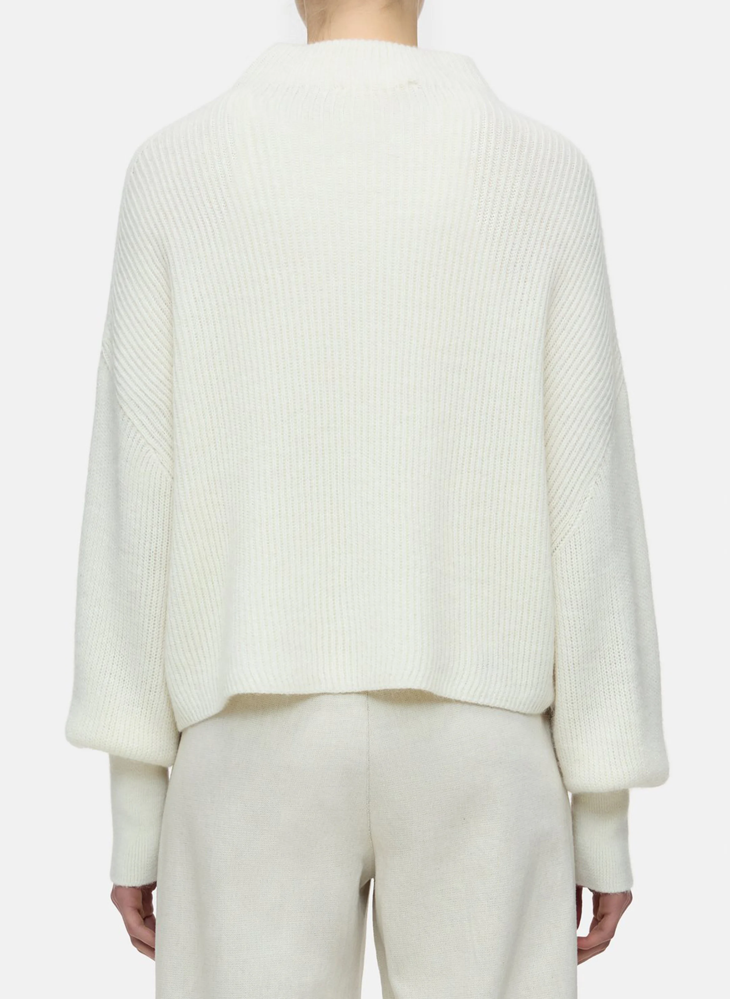 Pull col montant en maille | Beige
