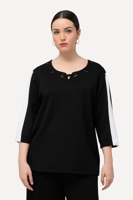 Sweatshirt, Ösen, Rundhals, 3/4-Arm, extraweich
