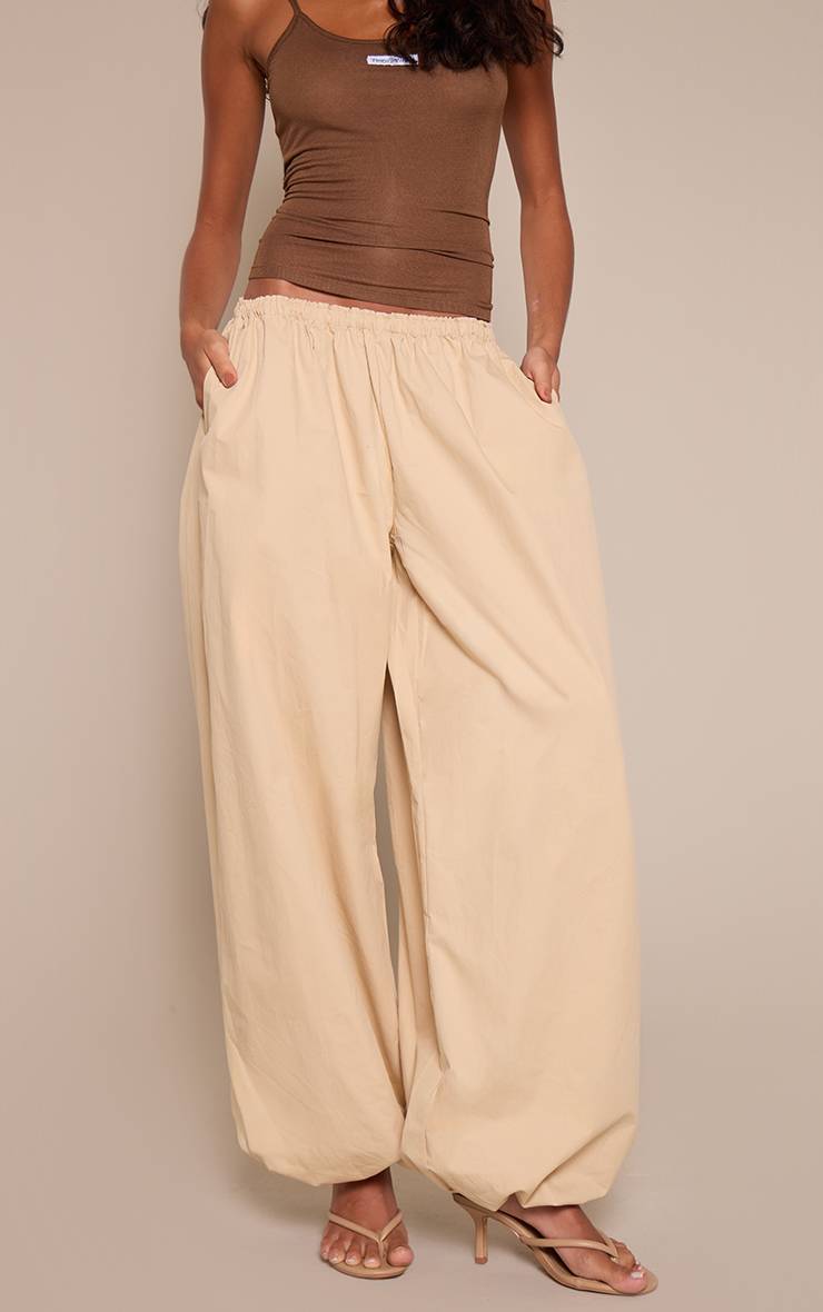 Beige Pantalon Cargo Ballon