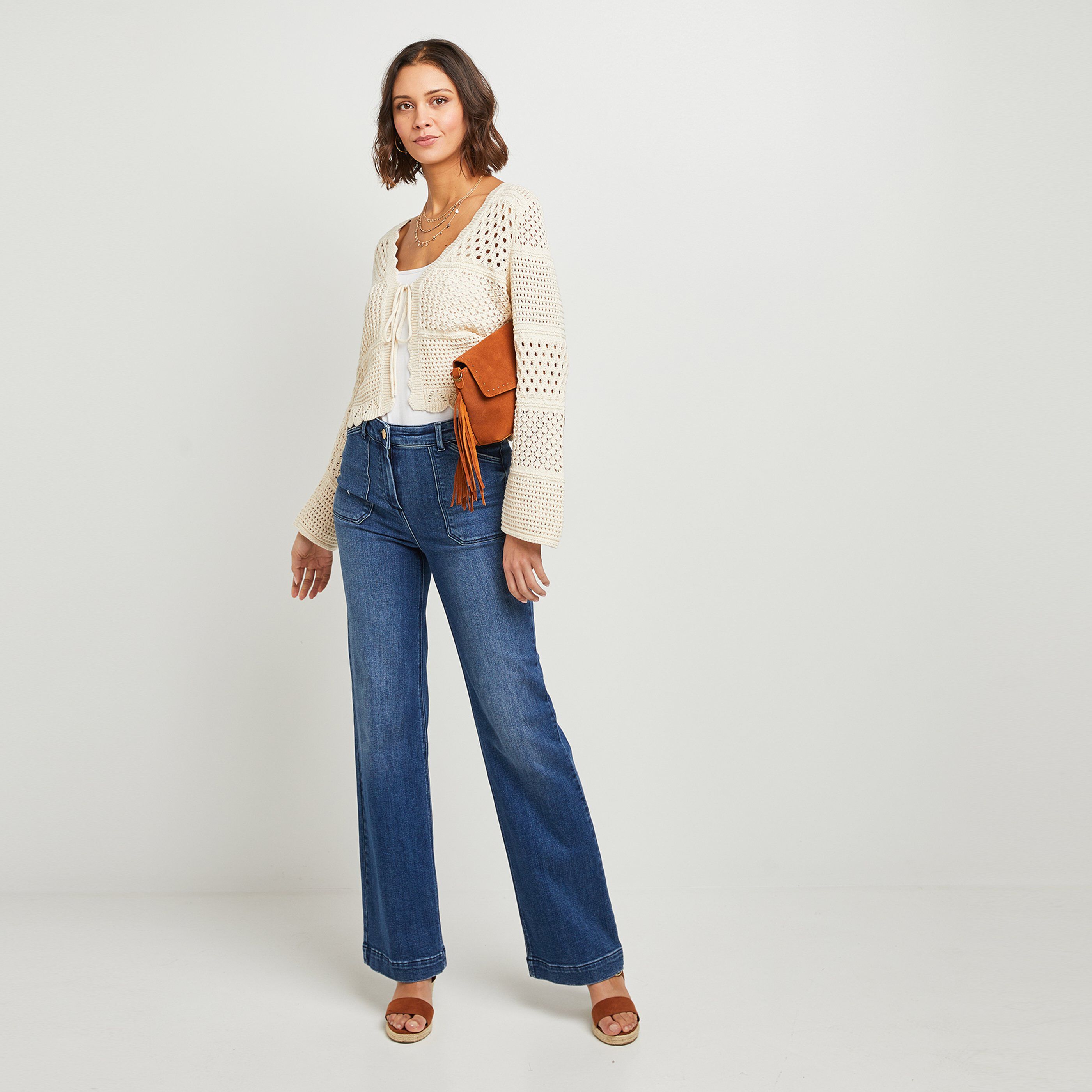 Gilet ajouré femme - BLANC CASSE