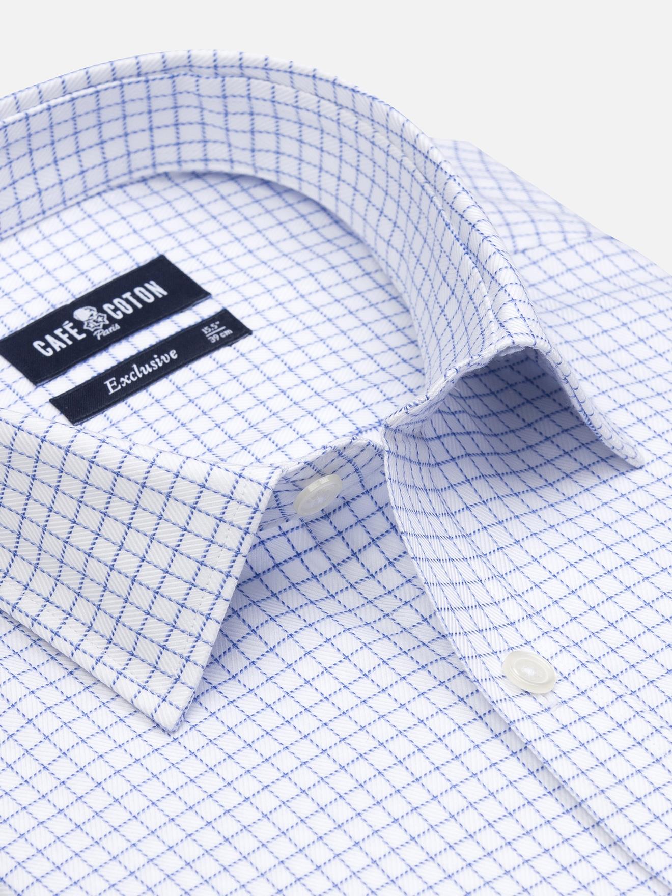 Chemise cintrée Oleg à carreaux bleus