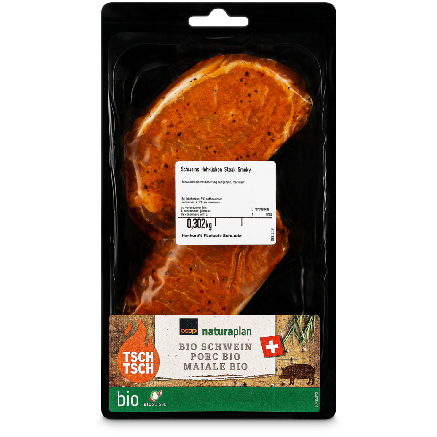 Naturplan Bio Schweins Hochrückensteak mariniert ca. 320g