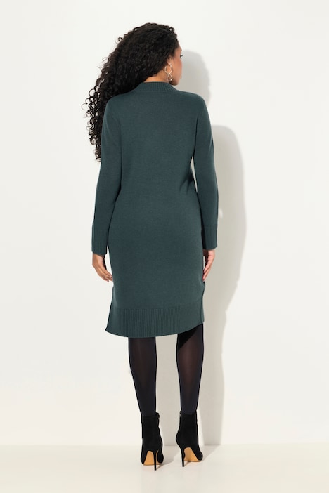 Strickkleid, Rippstrickstreifen, Stehkragen, Langarm