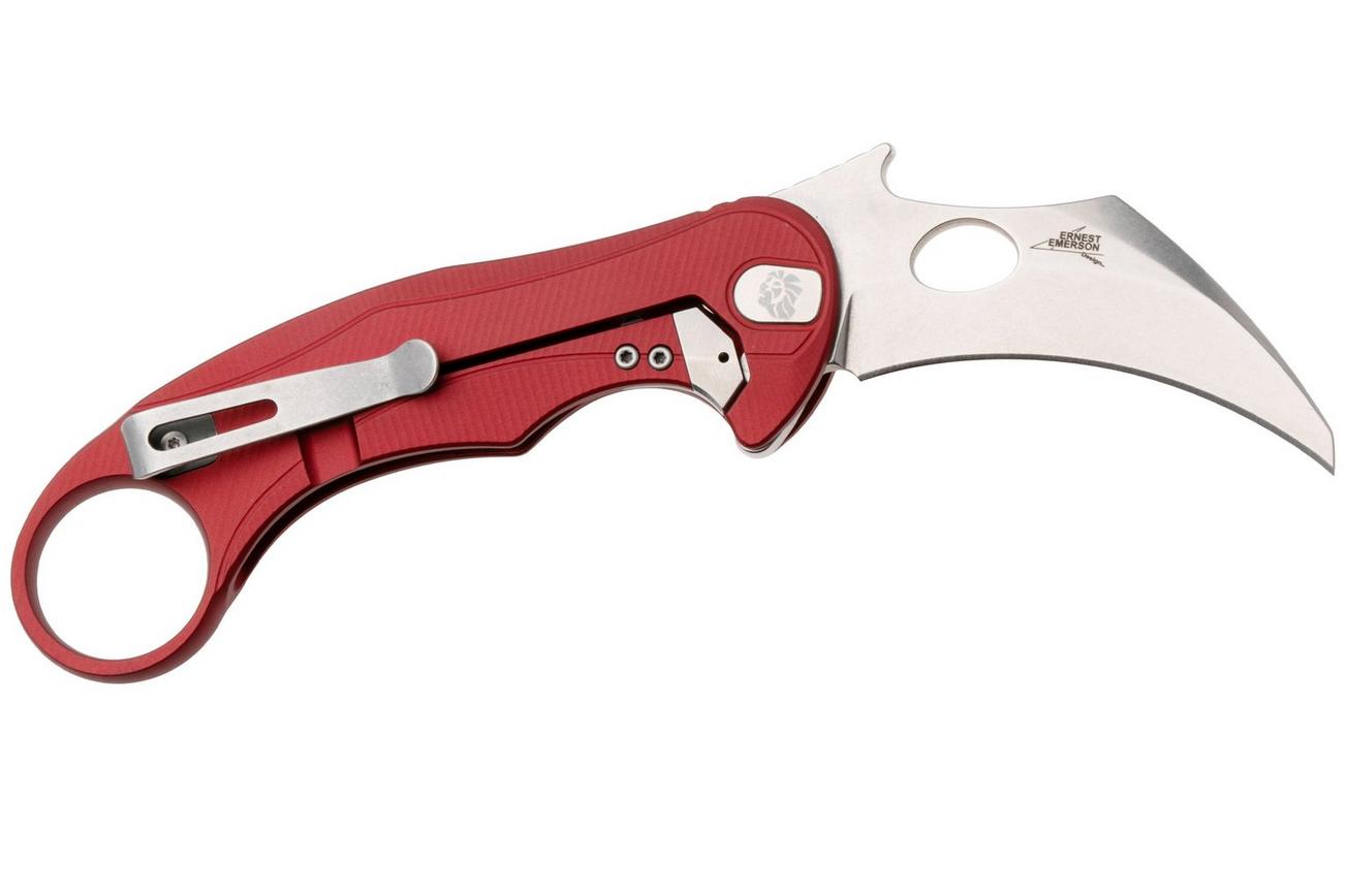 LionSteel L.E.One Mid LE2-RS, Stonewashed M390, Red Aluminum, karambit zakmes