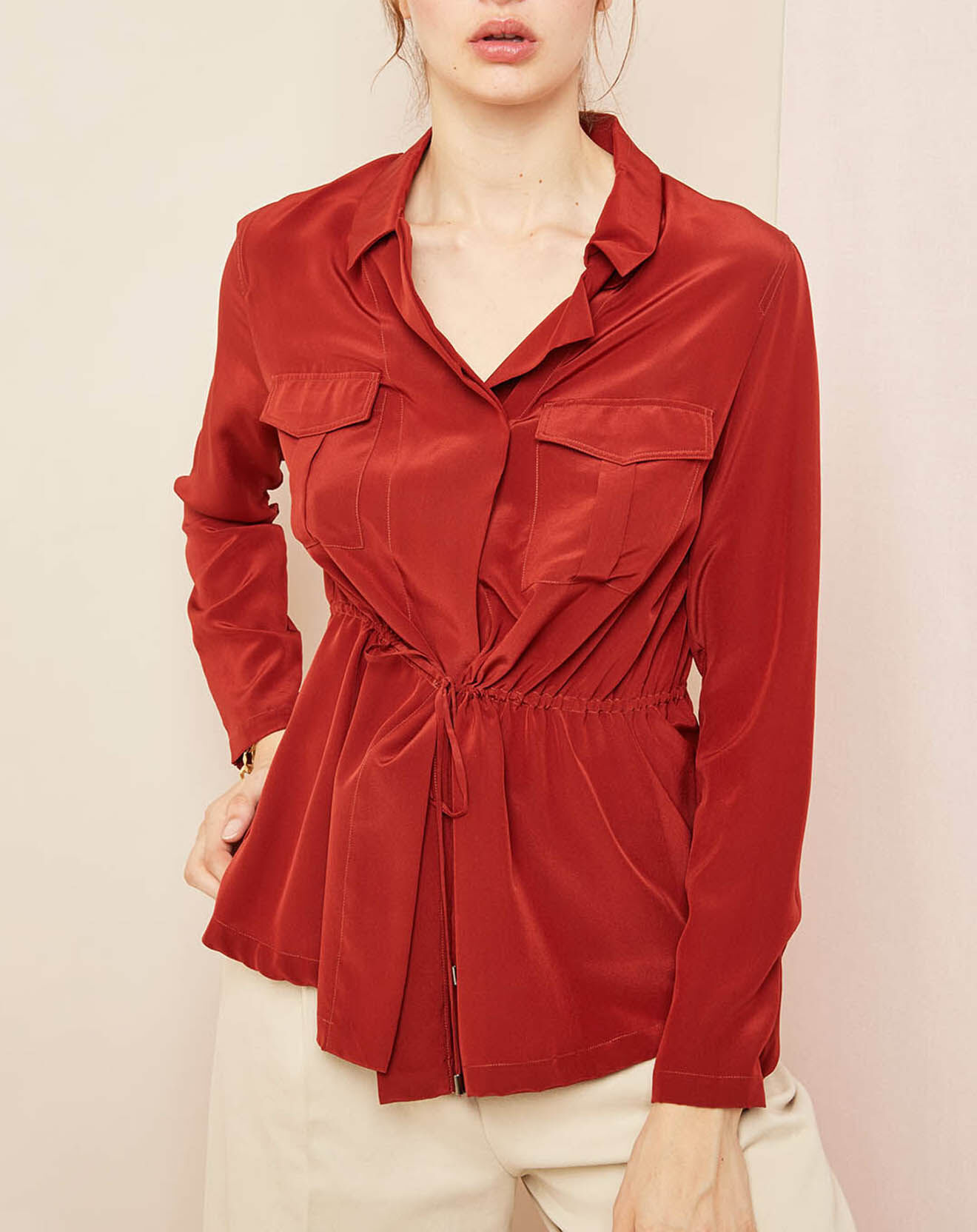 Hotel Particulier Chemise 100% Soie brique