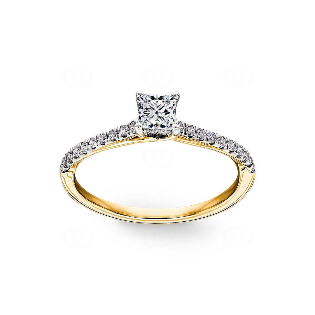 0.50ct Diamanten Pavé Solitärring 750/18 K Gelbgold