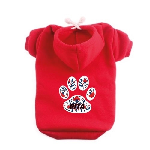 Moletom vermelho com estampa de pata para cachorros