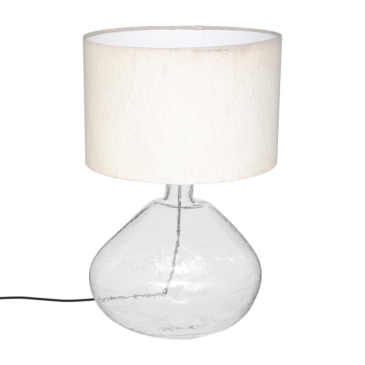 LAMPE VERRE TRANSPARENT MELLY IVOIRE H.60CM