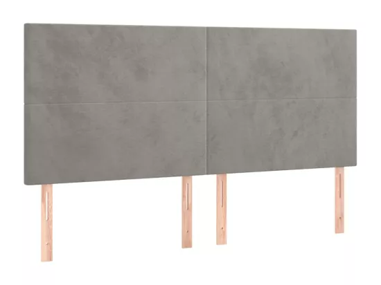 Sommier tapissier matelas et LED Gris clair 160x200 cm Velours