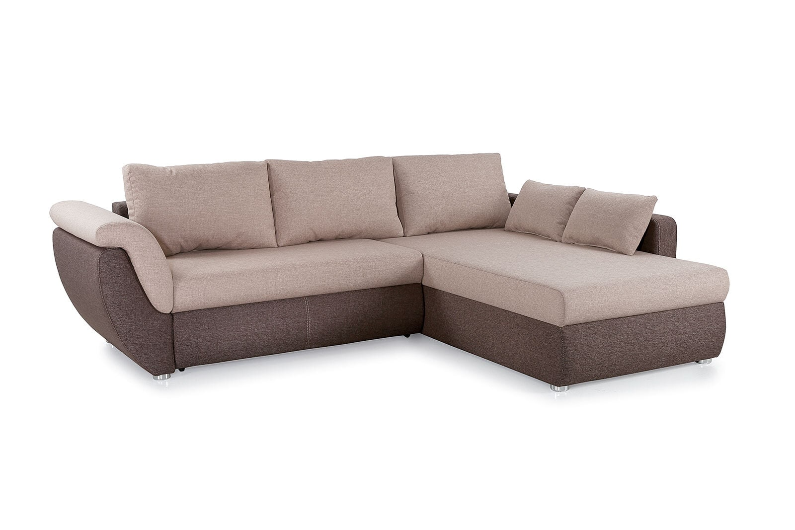 Ecksofa Torgau Strukturstoff Beige/Dunkelbraun