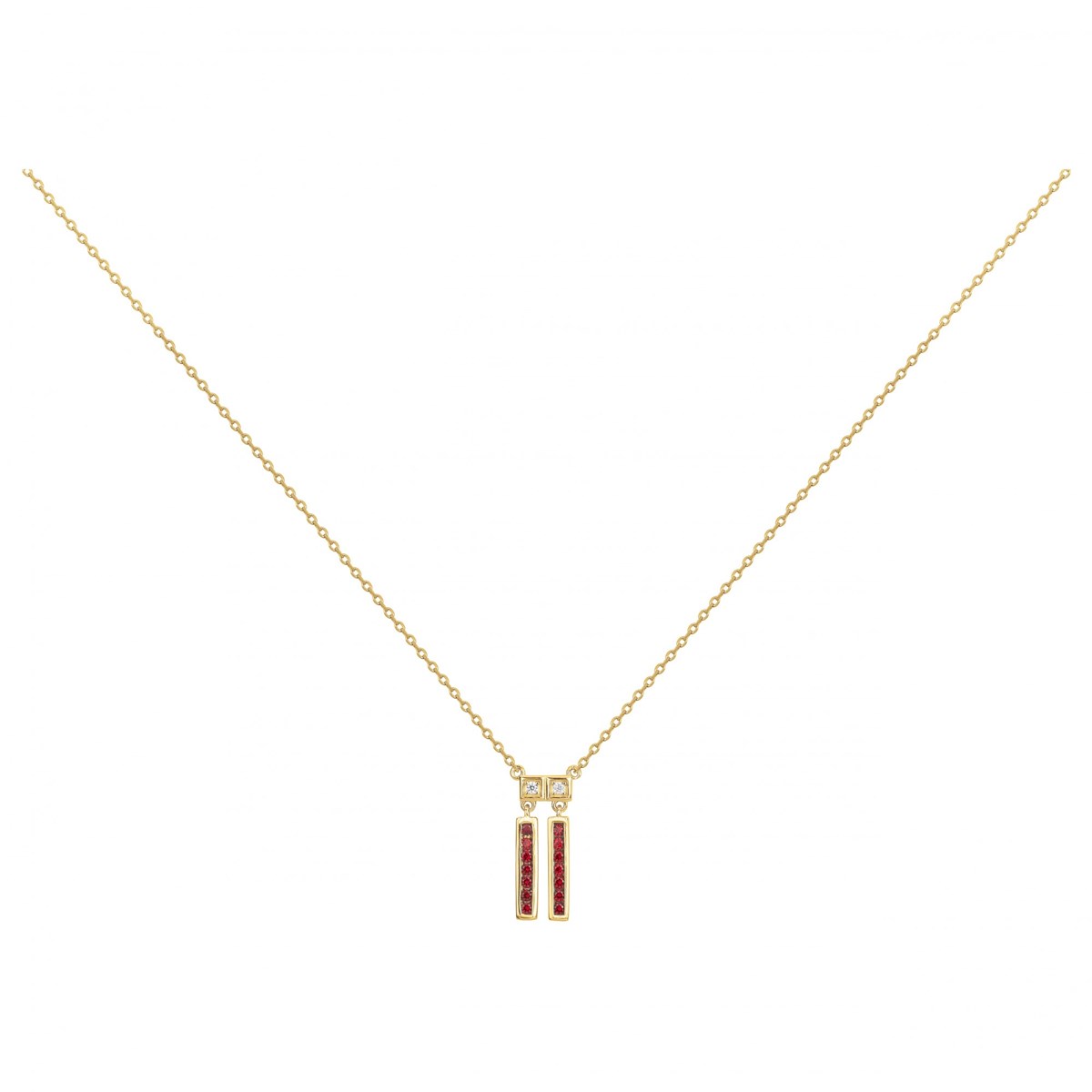 Collier en Plaqué Or avec spinelle rouge rubis