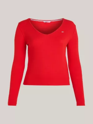Top cropped de manga comprida canelado Curve Essential