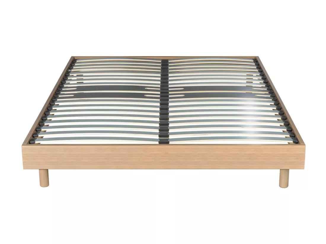 Sommier déco en Kit + pieds 140x190 - Decokit 36 lattes bois - Chêne moyen - H. 13 cm
