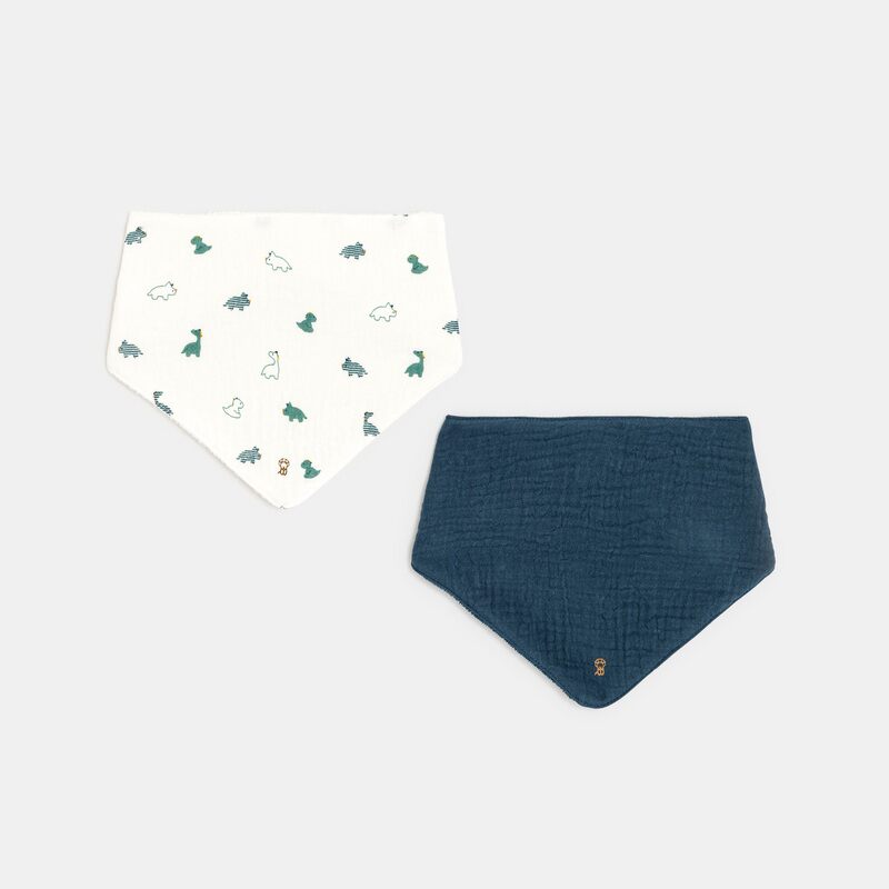 Bavoir en gaze de coton et éponge (lot de 2) bleu naissance