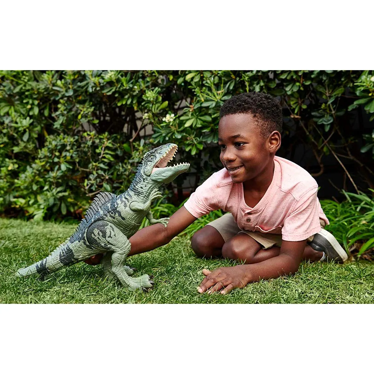 Mattel GYW86 - Jurassic World - Strike N' Roar - Giganotosaurus mit Brüllgeräuschen, ca. 54 cm