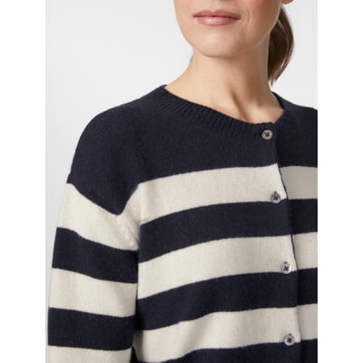 Damen-Strickjacke Boxy, Dunkelblau-Creme