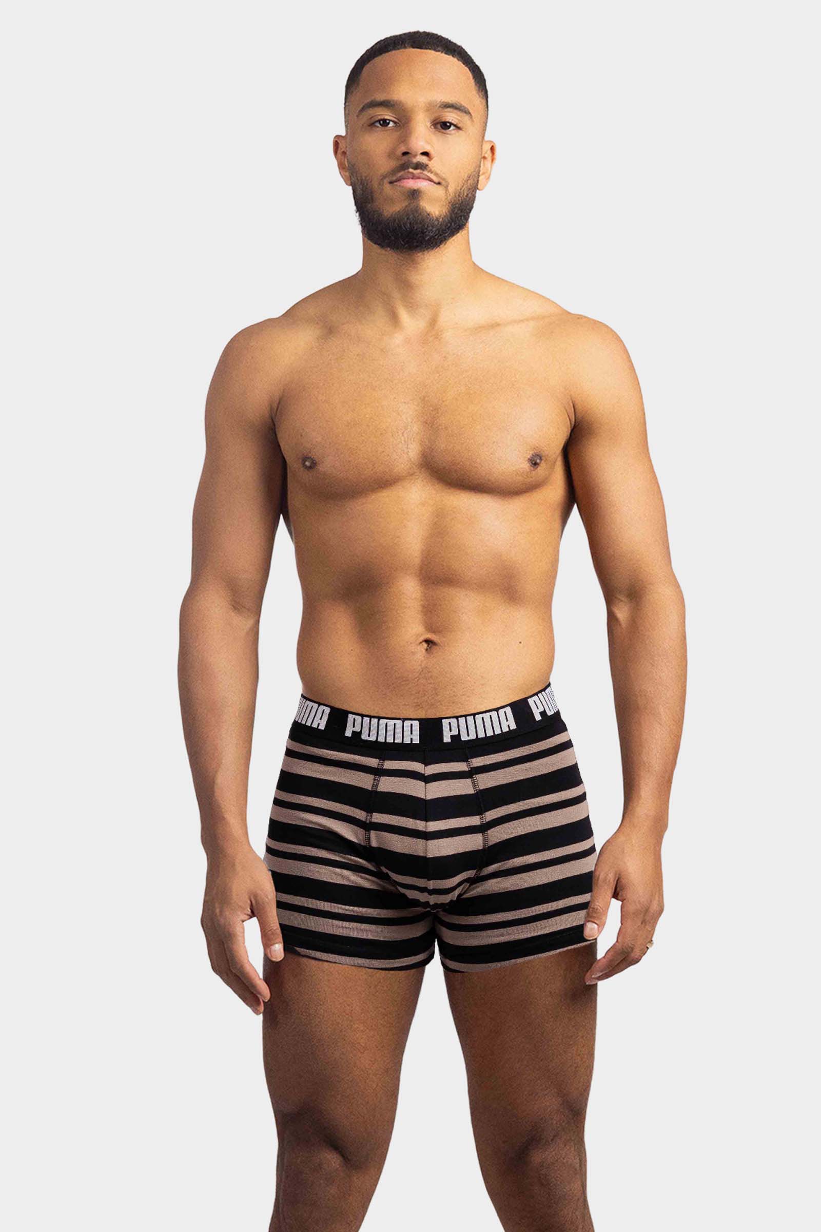 Puma Heritage Stripe Boxershorts 4-Pack Heren Zwart/Bruin