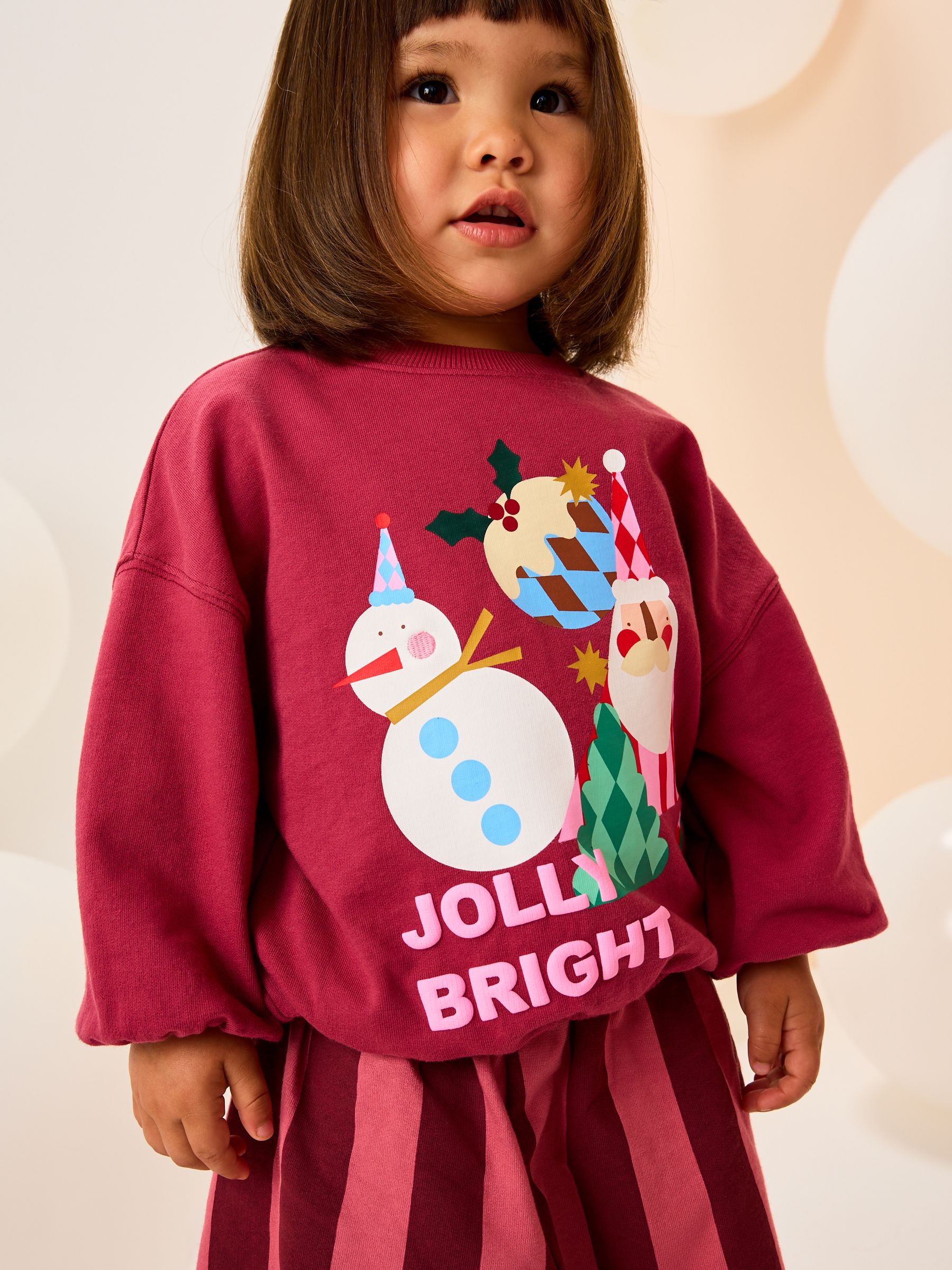Bordeaux Rood kerstman - Set met top met lange mouwen en broek met wijde pijpen (3mnd-7jr)