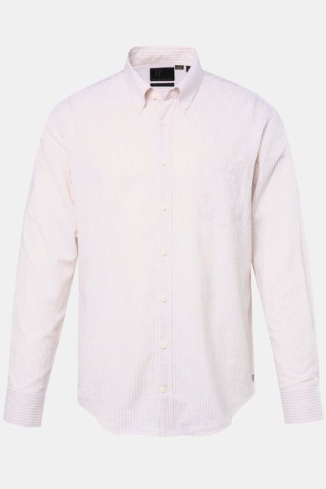 Leinenmix-Streifenhemd, Langarm, Buttondown-Kragen, Modern Fit, bis 8 XL