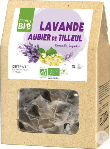 Esprit Bio Lavande-Aubier De Tilleul À Infuser Détente Bio 15 Sachets Pyramides