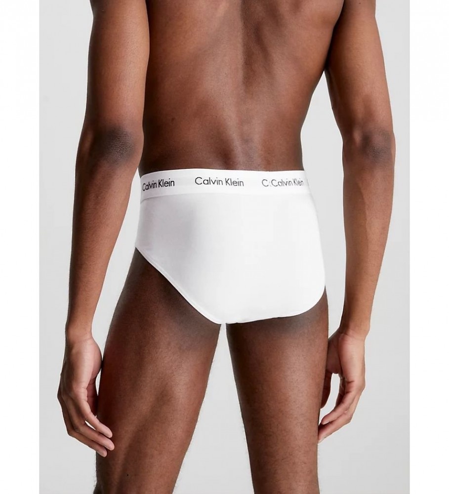 Pacote com 3 camisolas brancas de algodão elástico da Calvin Klein