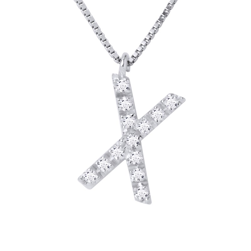 Collier ALPHABET Diamants 0,07 Cts  LETTRE 
