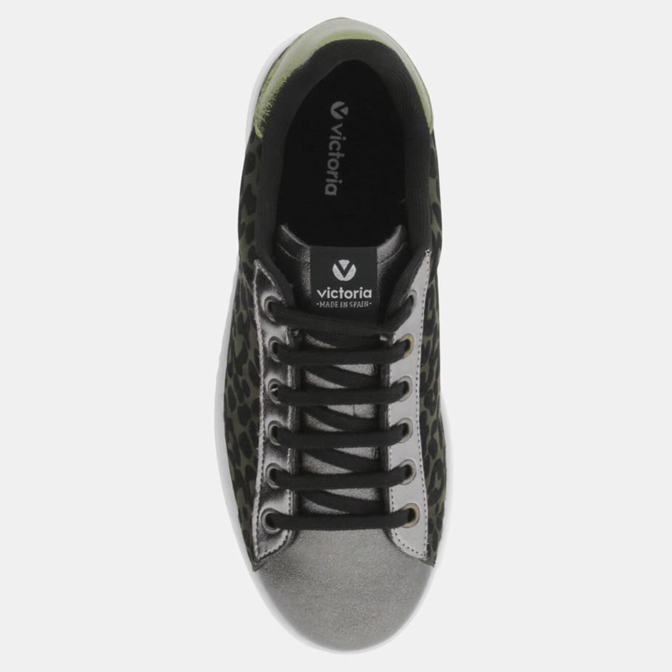 Victoria Baskets Olza imprimé serpent métallisé argenté/kaki