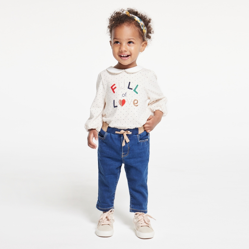 T-shirt brodé à pois bébé fille