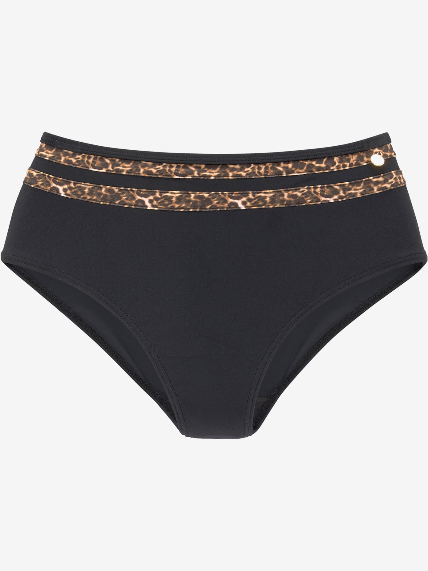 Bas de maillot de bain taille haute empiècements léopard tendance