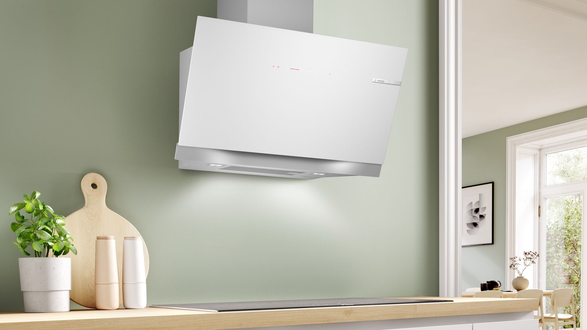 Coifa de parede decorativa Série 8, 90 cm, vidro branco, DWK91LT20