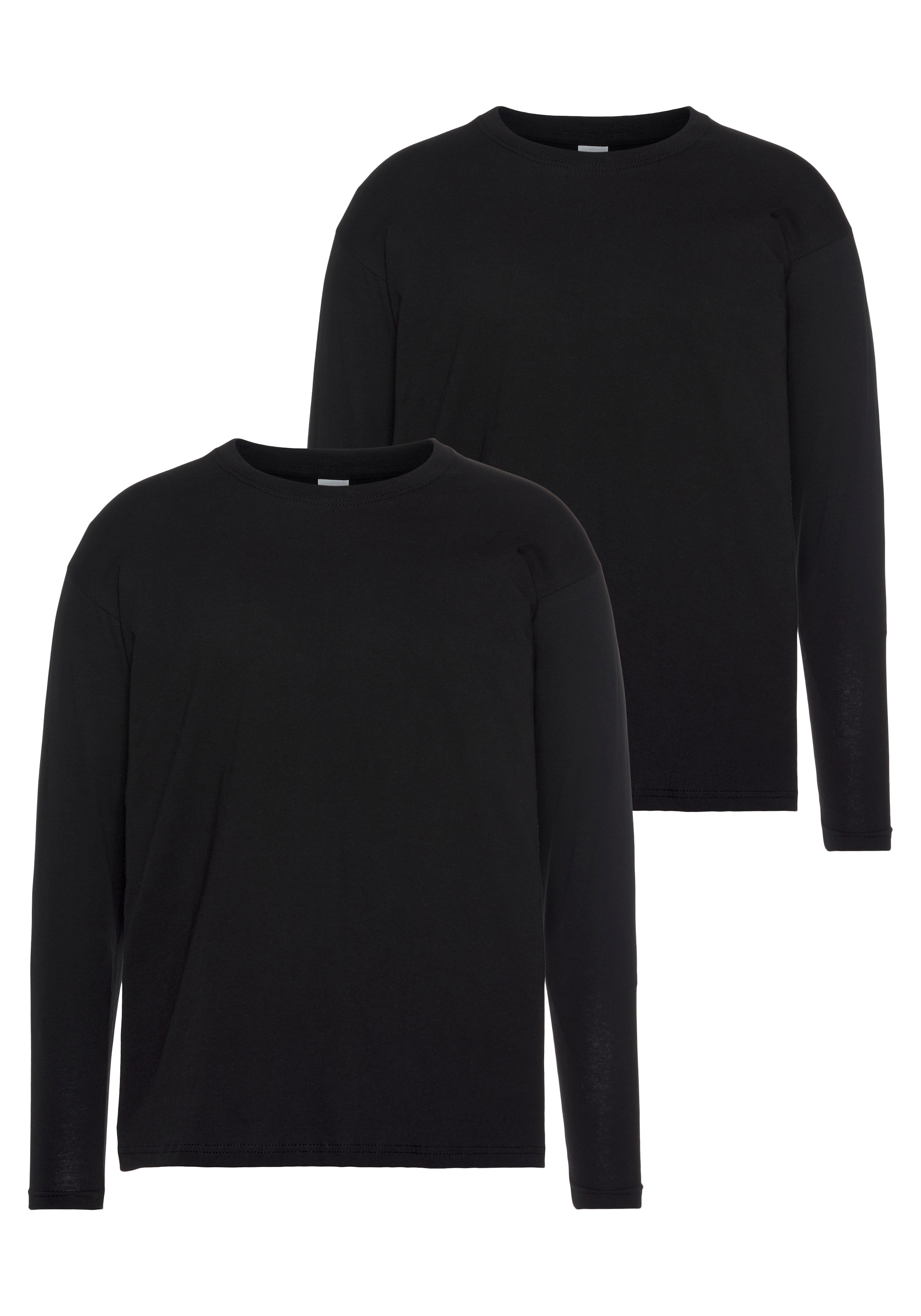 Fruit of the Loom Langarmshirt Packung, 2 Stk. aus reiner Baumwolle, 2-er Pack