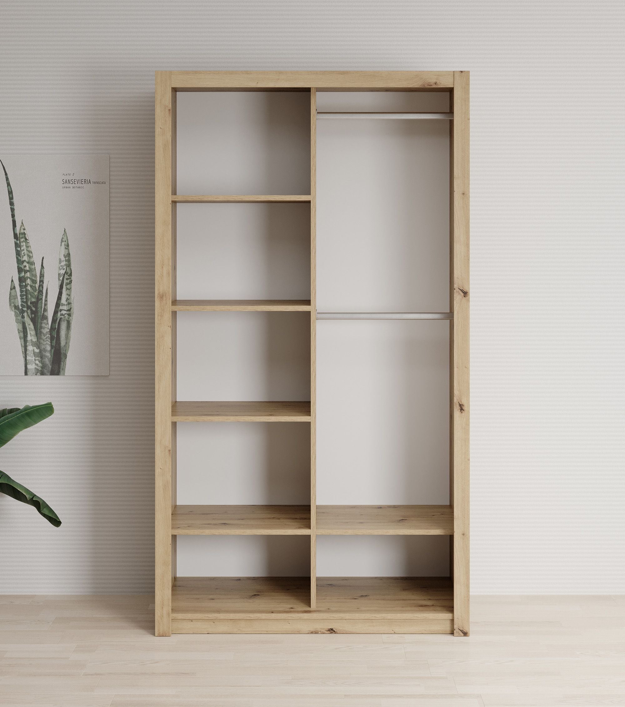 Meubella - Kledingkast Blake - Eiken - 120 cm - Met spiegel