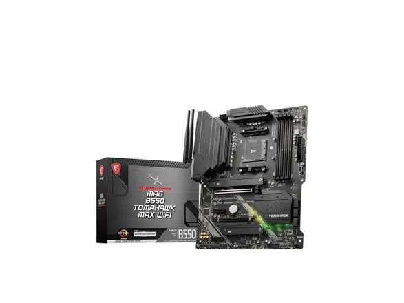 MSI MAG B550 TOMAHAWK MAX WIFI - Bundkort - ATX - Socket AM4 - AMD B550 Chipset - USB 3.2 Gen 1, USB 3.2 Gen 2, USB-C 3.2 Gen2, USB-C 3.2 Gen 1 - 2.5 Gigabit LAN, Wi-Fi 6, Bluetooth - onboard grafik (CPU påkrævet) - HD Audio (8-kanaler)