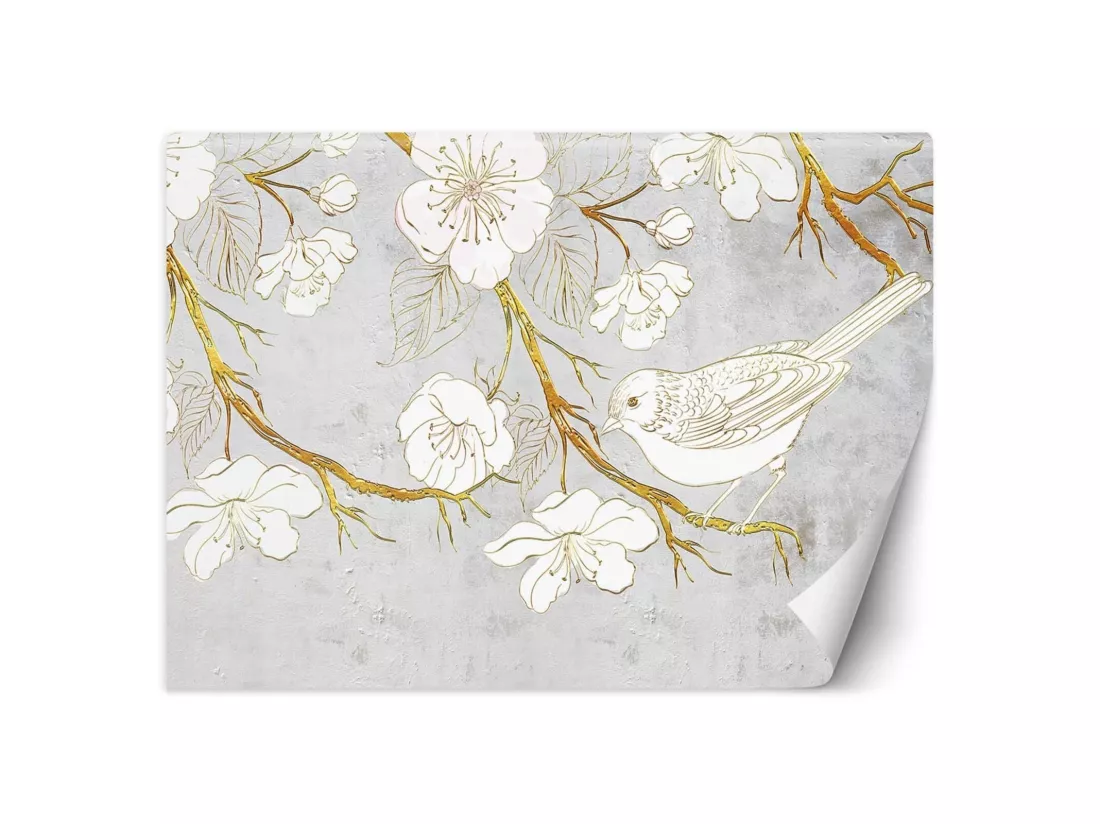 Papier peint oiseaux et fleurs - 350 x 245 cm
